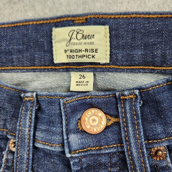J. Crew Jeans Womens Size 26 9" High Rise Toothpick Unfinished Hem Distressed - Picture 8 of 16
